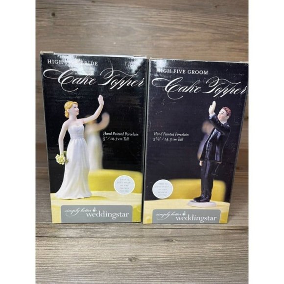 Wedding High Five Bride & Groom Couple Celebration Figure Figurines - Picture 1 of 8